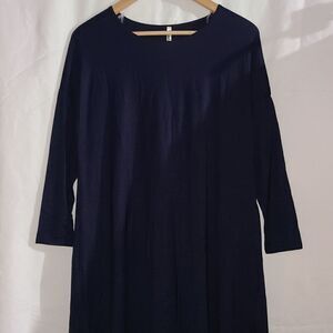 Azules Navy Blue Long Sleeve Tunic Dress Shirt Size S